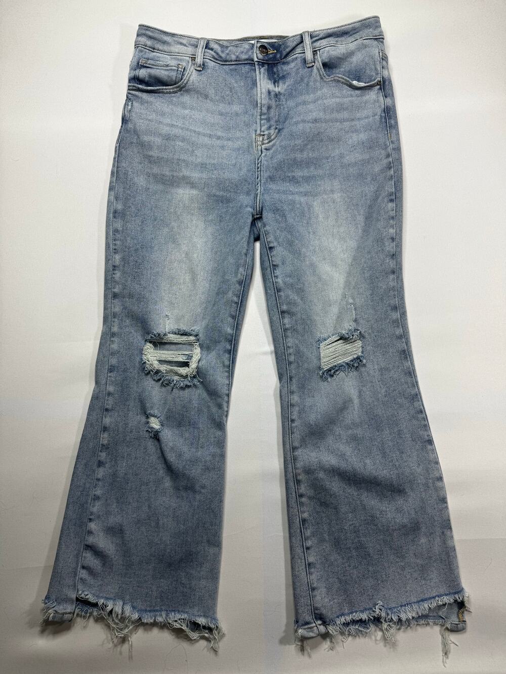 Risen Jeans Women's Distressed Straight Crop Stretch Denim Jeans - 15/32 (32x26)